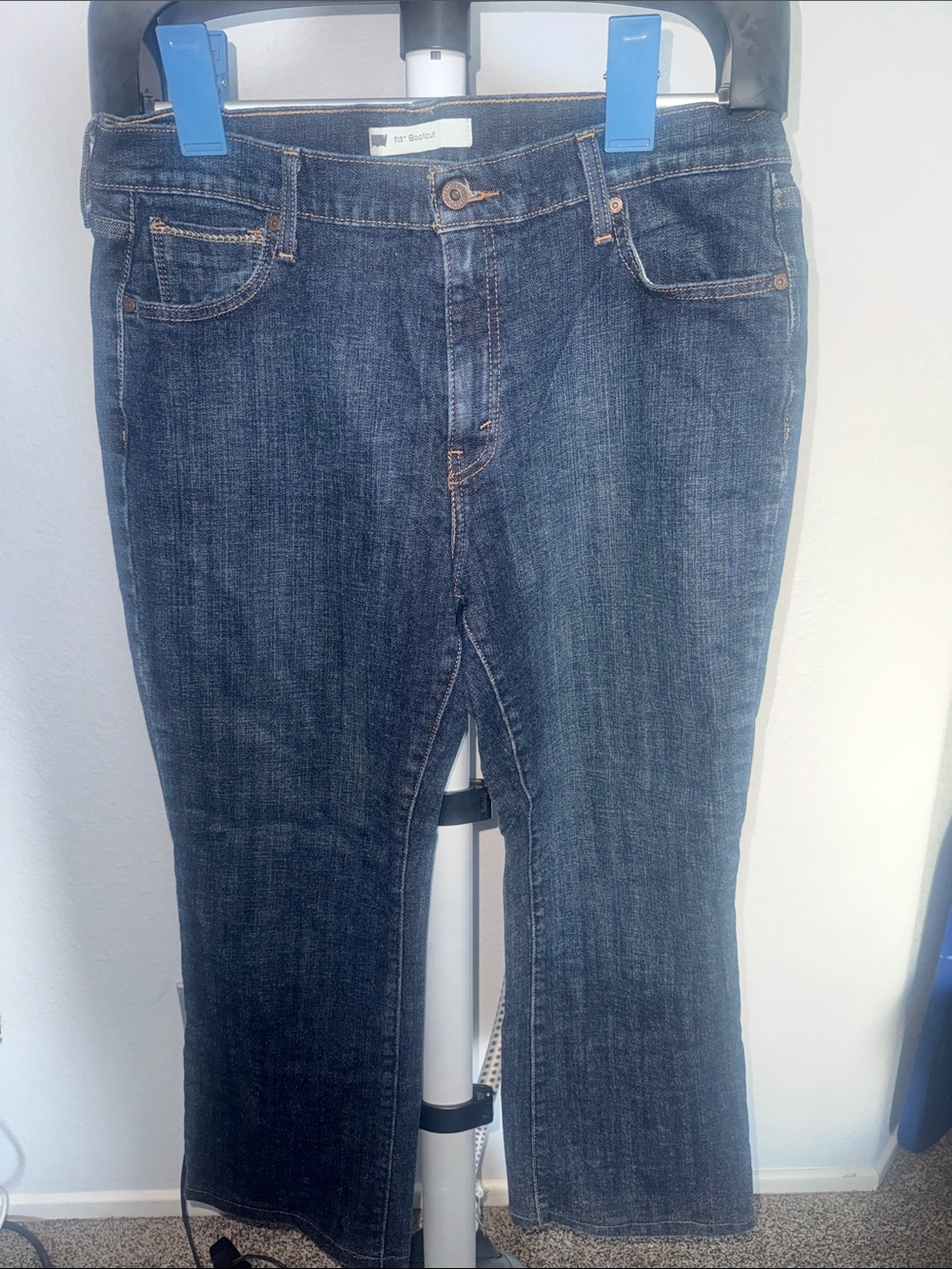 Women's Dark Blue Bootcut Jeans - Classic Comfortable Fit